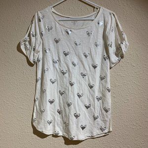 Women's LOFT White & Silver Top Size Small